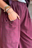 Burlington Stretch Button Pocket Barrel Pant Burgundy